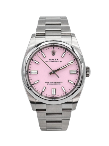 Rolex Oyster Perpetual 36 – Domed Bezel – Candy Pink Index Dial – Oyster Bracelet (Ref. 126000)