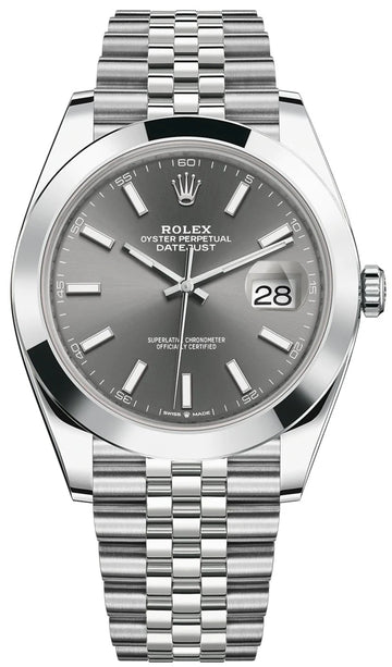 Rolex Datejust 41 – Dark Rhodium Index Dial – Smooth Bezel – Jubilee Bracelet (Ref. 126300)
