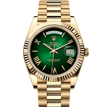 Rolex Day-Date 40 – Ombre Green Dial – 18K Yellow Gold (Ref. 228238)