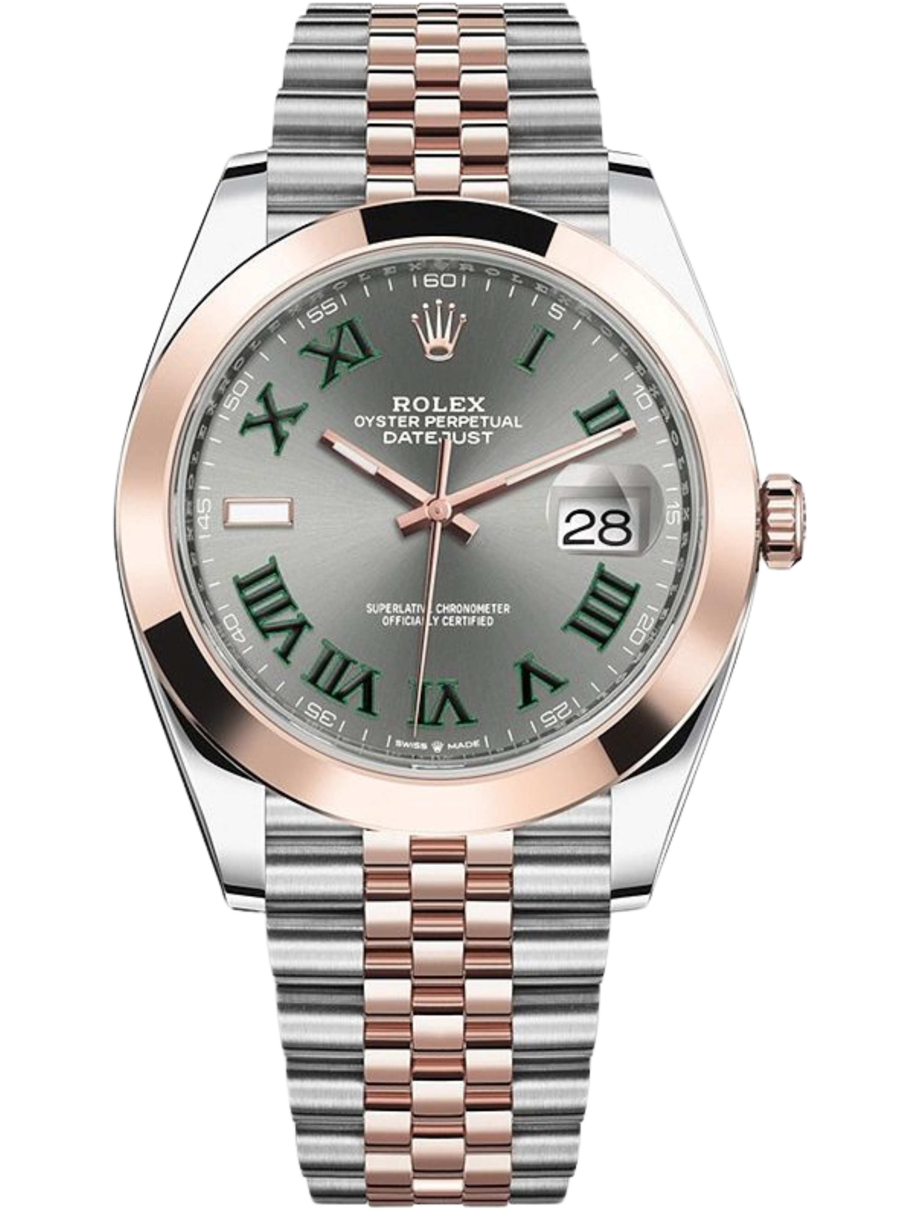 Rolex Datejust 41 – Slate Grey “Wimbledon” Dial – Smooth Bezel – Everose Rolesor Jubilee Bracelet (Ref. 126301)