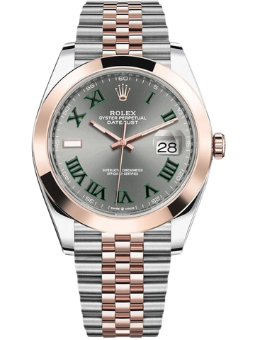 Rolex Datejust 41 – Slate Grey “Wimbledon” Dial – Smooth Bezel – Everose Rolesor Jubilee Bracelet (Ref. 126301)