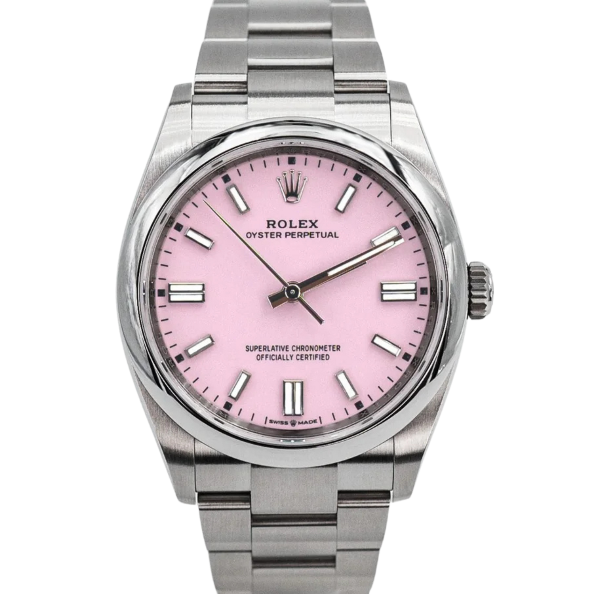 Rolex Oyster Perpetual 36 – Domed Bezel – Candy Pink Index Dial – Oyster Bracelet (Ref. 126000)