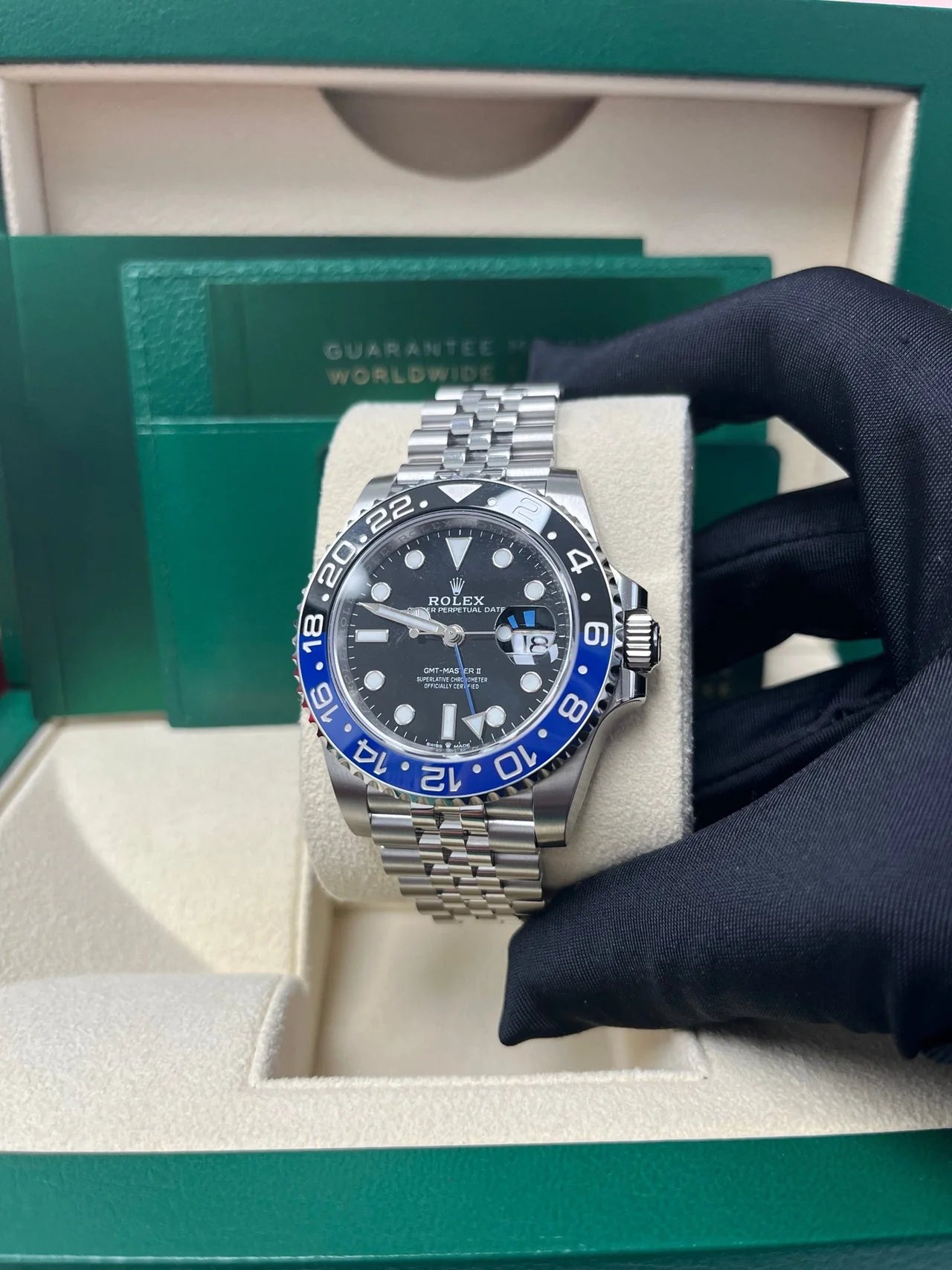 Rolex GMT-Master II – “Batgirl” – Black &amp; Blue Cerachrom Bezel – Jubilee Bracelet (Ref. 126710BLNR)