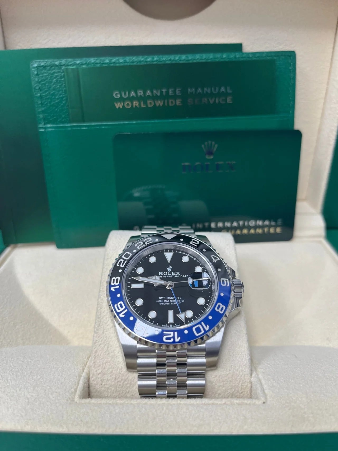 Rolex GMT-Master II – “Batgirl” – Black &amp; Blue Cerachrom Bezel – Jubilee Bracelet (Ref. 126710BLNR)