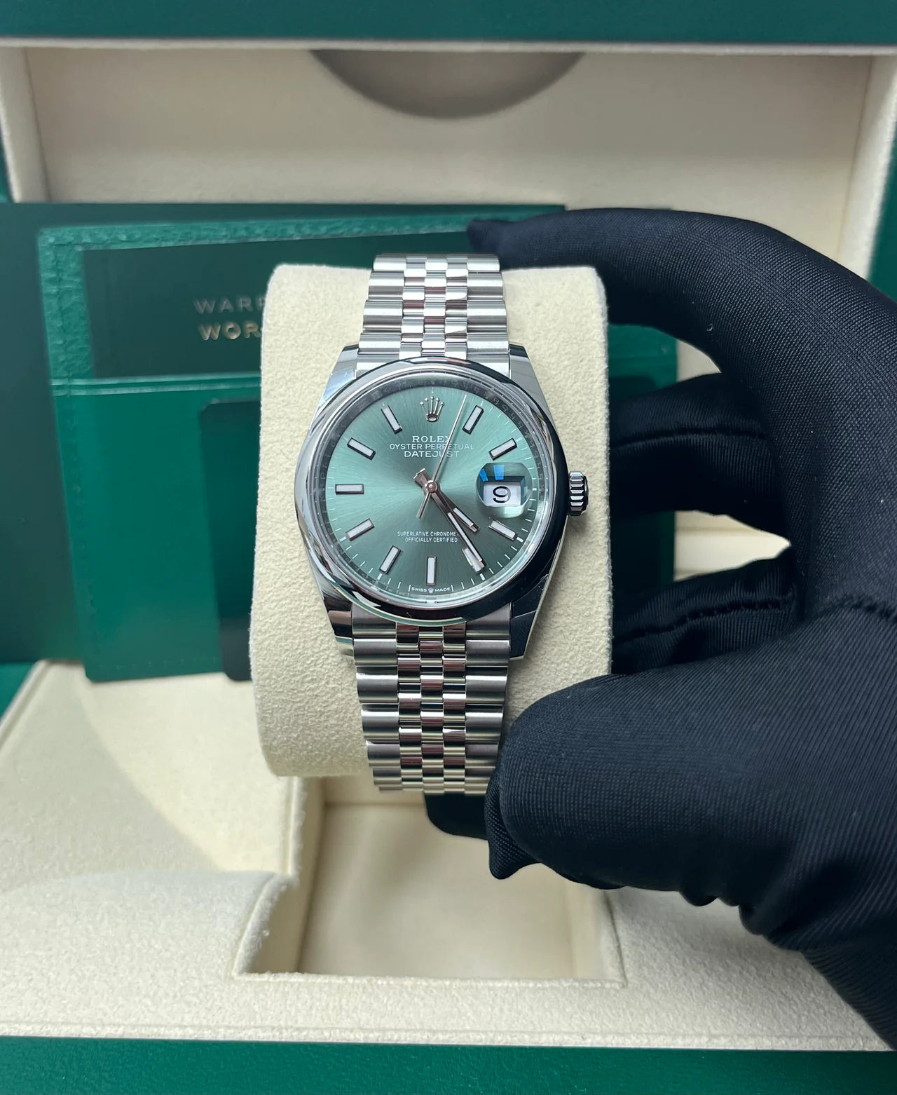 Rolex Datejust 36 – Domed Bezel – Mint Green Index Dial – Jubilee Bracelet 126200