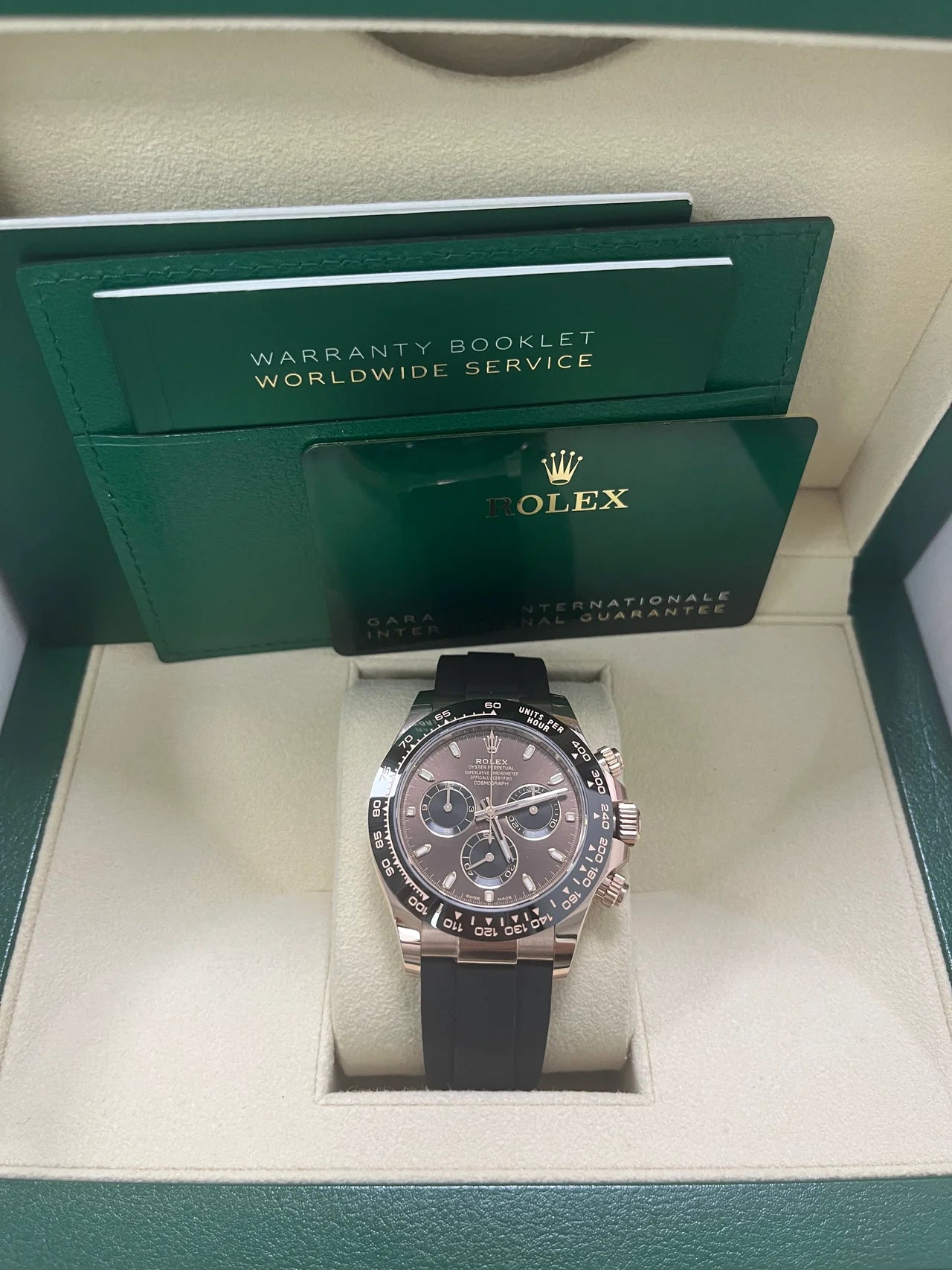 Rolex Daytona Everose Gold Cosmograph 40 – Chocolate Dial – Black Oysterflex Strap (Ref. 116515LN)