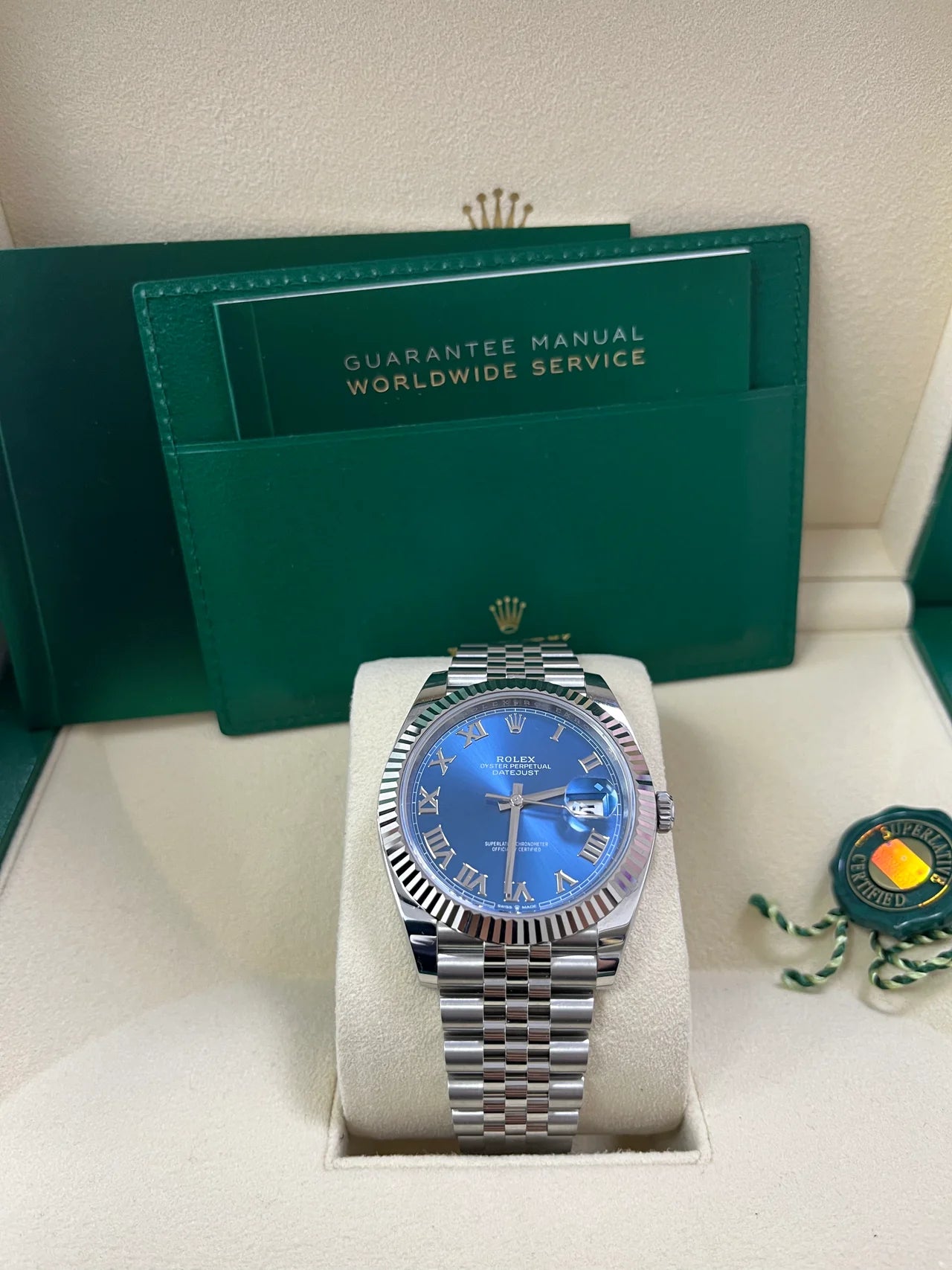 Rolex Datejust 41 – Blue Roman Dial – Fluted Bezel – Jubilee Bracelet (Ref. 126334)