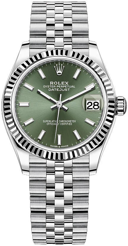 Rolex Datejust 31 – Fluted Bezel – Mint Green Index Dial – Jubilee Bracelet (Ref. 278274)
