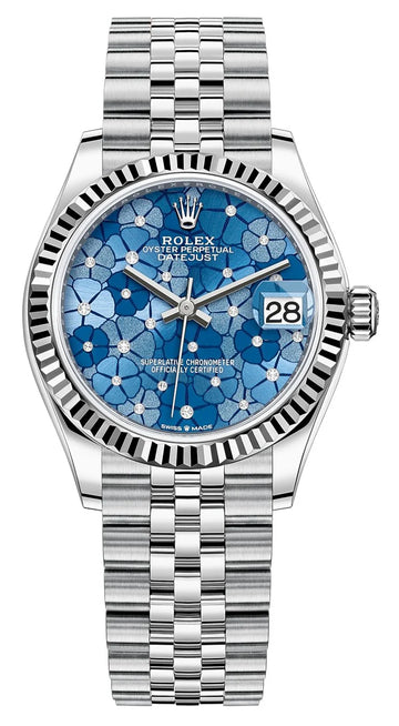 Rolex Datejust 31 – Azzurro Blue Floral Motif Dial – Fluted Bezel – Jubilee Bracelet (Ref. 278274)