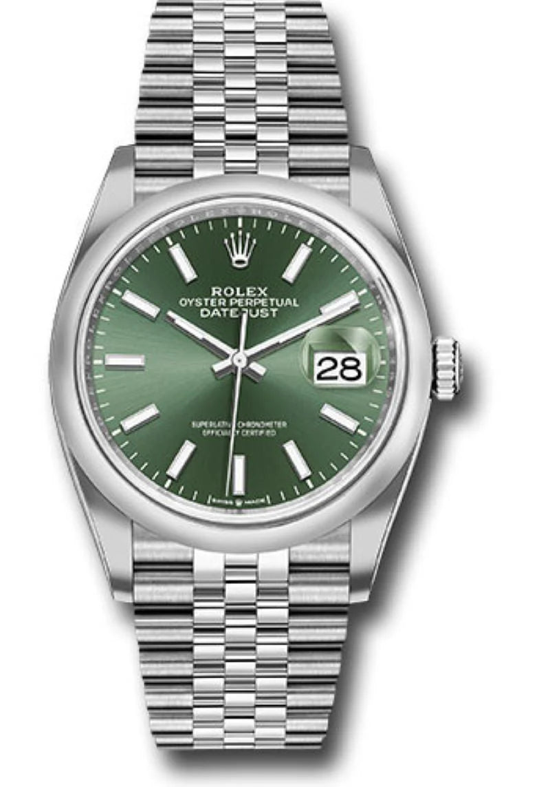 Rolex Datejust 36 – Domed Bezel – Mint Green Index Dial – Jubilee Bracelet 126200