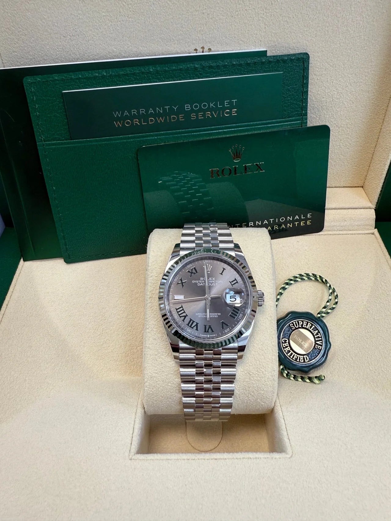 Rolex Datejust 36 – Fluted Bezel – Slate Roman Dial – Jubilee Bracelet (Ref. 126234)