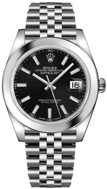 Rolex Datejust 41 – Black Index Dial – Smooth Bezel – Jubilee Bracelet (Ref. 126300)