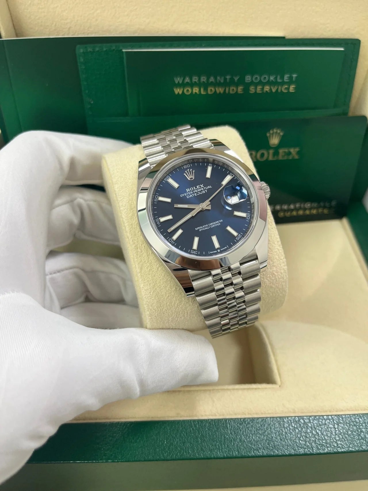 Rolex Datejust 41 – Blue Index Dial – Smooth Bezel – Jubilee Bracelet (Ref. 126300)