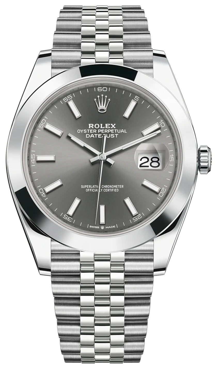 Rolex Datejust 41 – Dark Rhodium Index Dial – Smooth Bezel – Jubilee Bracelet (Ref. 126300)