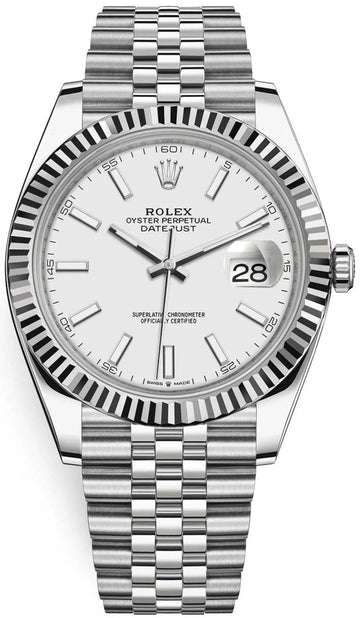 Rolex Datejust 41 – White Index Dial – Fluted Bezel – Jubilee Bracelet (Ref. 126334)