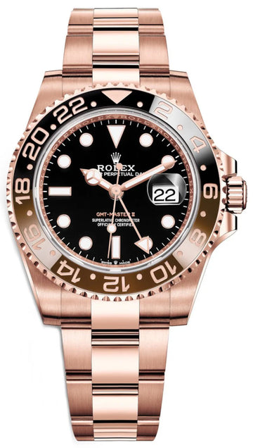 Rolex GMT-Master II “Rootbeer” – 18K Everose Gold – Black &amp; Brown Cerachrom Bezel – Oyster Bracelet (Ref. 126715CHNR)
