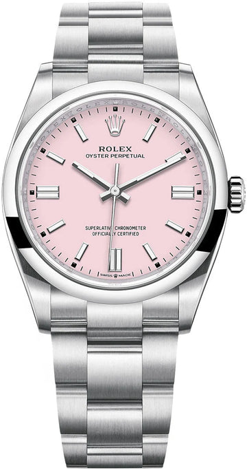 Rolex Oyster Perpetual 36 – Domed Bezel – Candy Pink Index Dial – Oyster Bracelet (Ref. 126000)